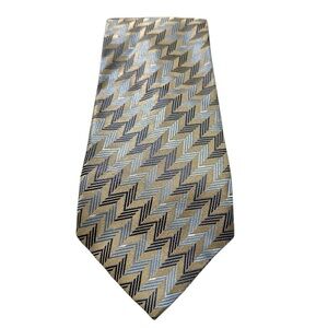 Crazy Horse - Brown/Blue Chevron Print 100% Silk Tie